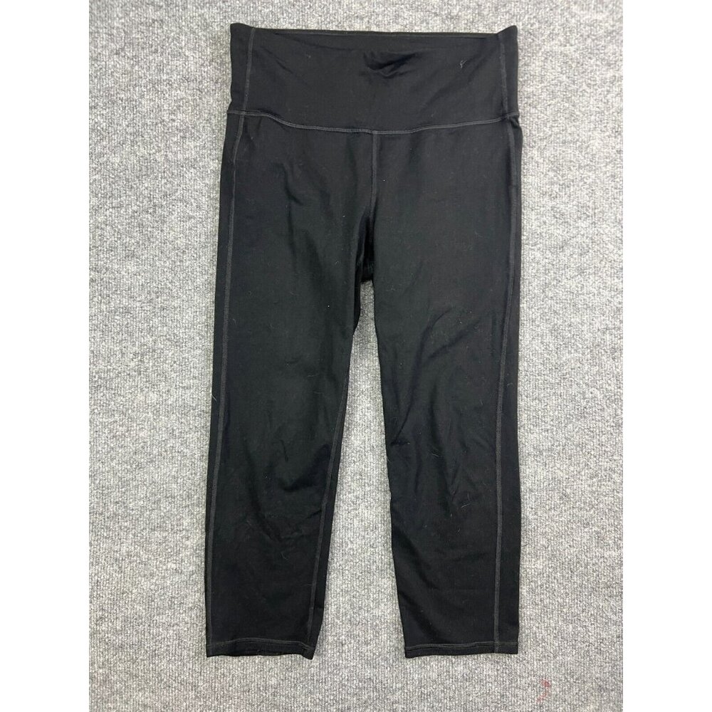 Athleta Cropped Leggings Women's Medium Black Insideโ Pocket Yoga Workout